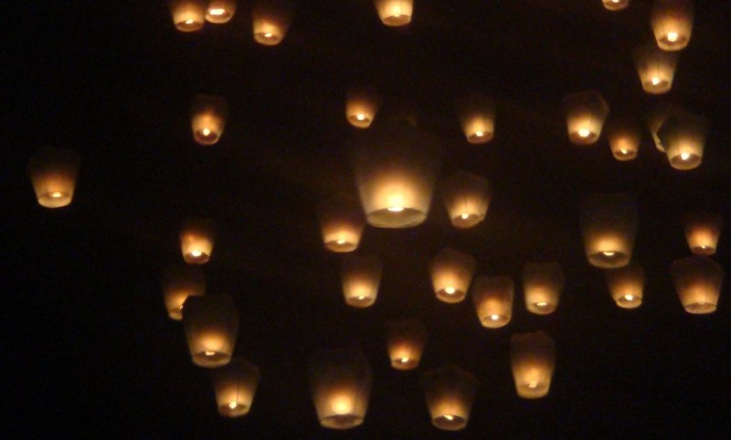 Lanterns light the night sky